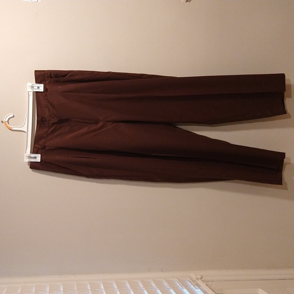 Brown pleated C&A slacks